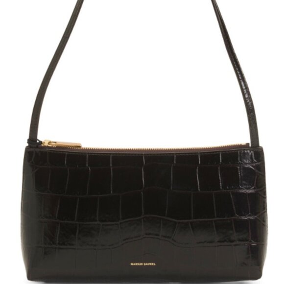 Mansur Gavriel Gaia Shoulder Bag Chocolate Croc NWT - Picture 2 of 8